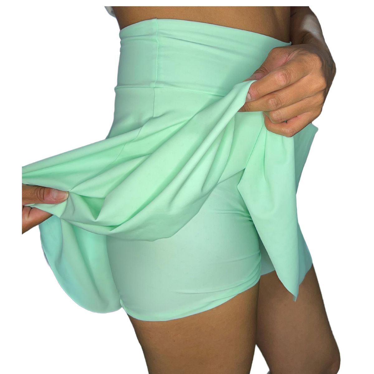 PAM - Falda short deportiva Tiro alto verde agua