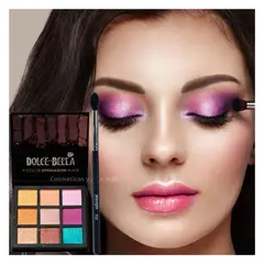 DOLCE BELLA - Set Paleta sombras profesional 9 tonos y brocha difuminadora
