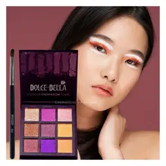 DOLCE BELLA - Set Paleta sombras profesional 9 tonos y brocha difuminadora