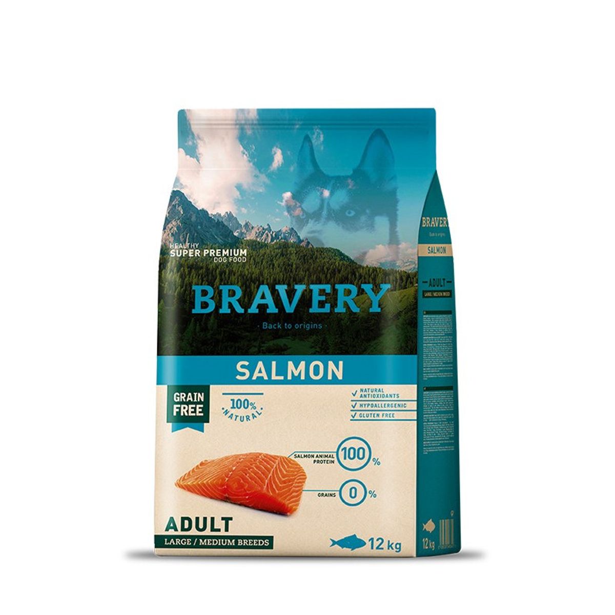 BRAVERY - ALIMENTO DE PERRO ADULTO BRAVERY SALMON RAZA MED-GRAN 12 KG