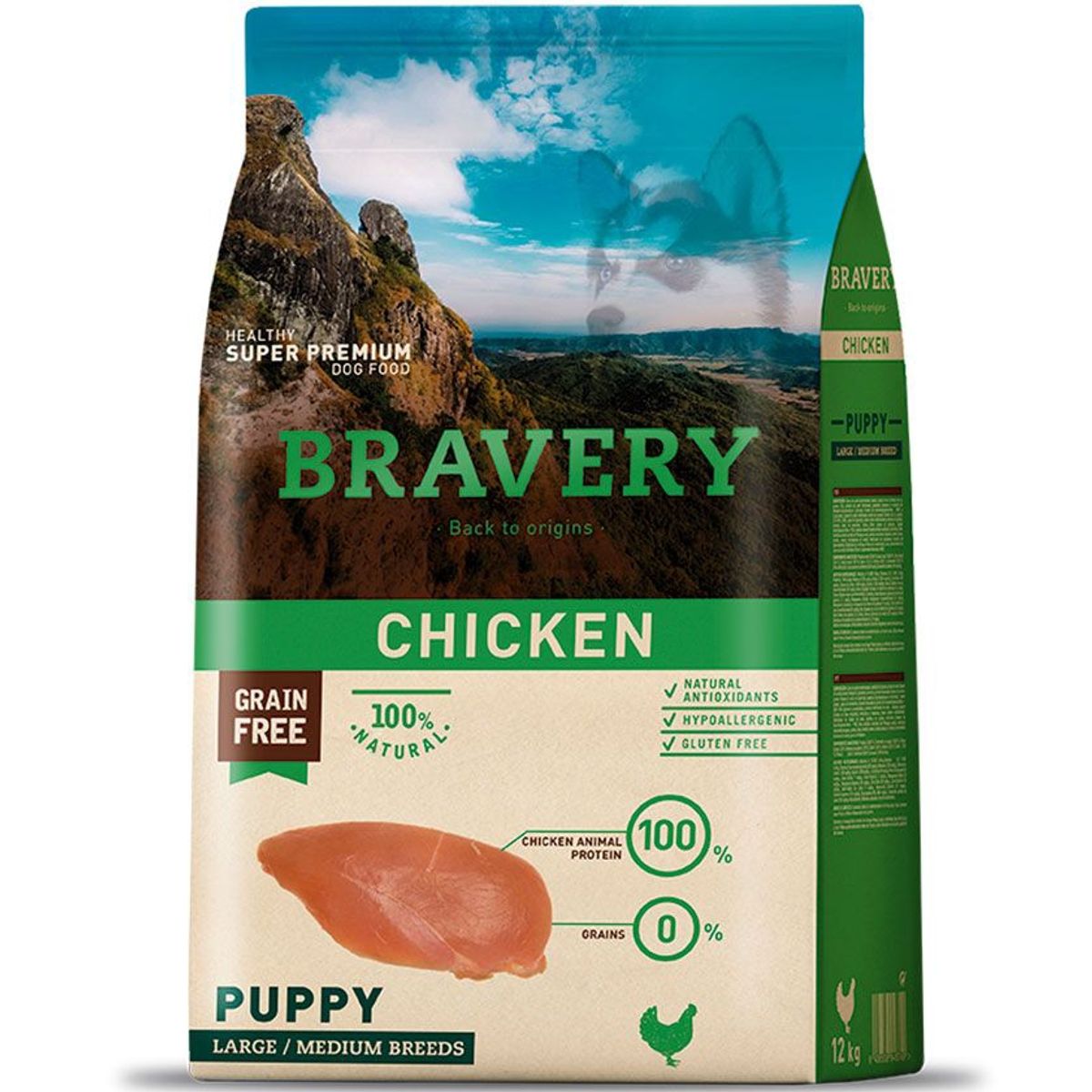 BRAVERY - ALIMENTO DE PERRO ADULTO BRAVERY POLLO RAZA MED-GRAN 12 KG