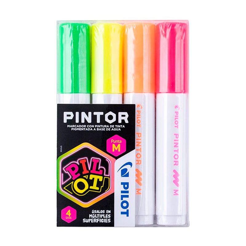 PILOT - Set Pintor Punta Medio Neon 4 Unidades Pilot