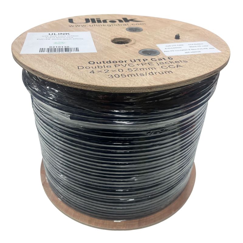 ULINK - Cable de Red UTP Rj45 Cat6 Exterior 23 AWG Doble Chaqueta 305 MTS