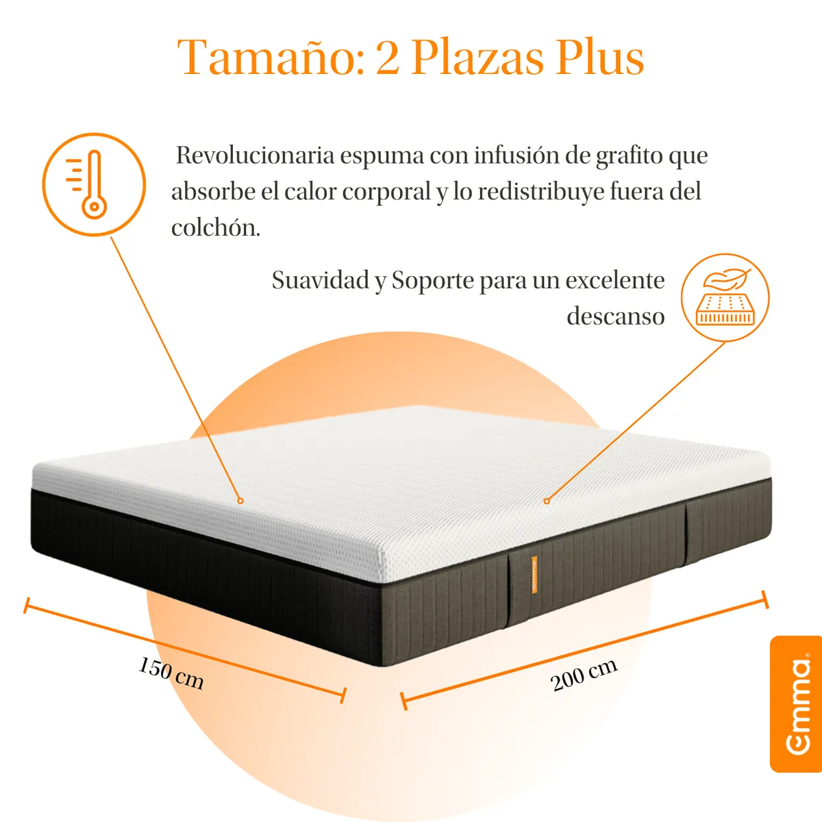 EMMA - Colchón Emma ThermoSync 2 Plazas Plus 150x200 cm