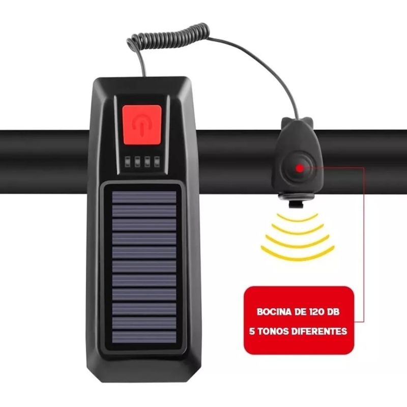 GENERICO - Luz Led Solar Para Bicicleta Con Bocina