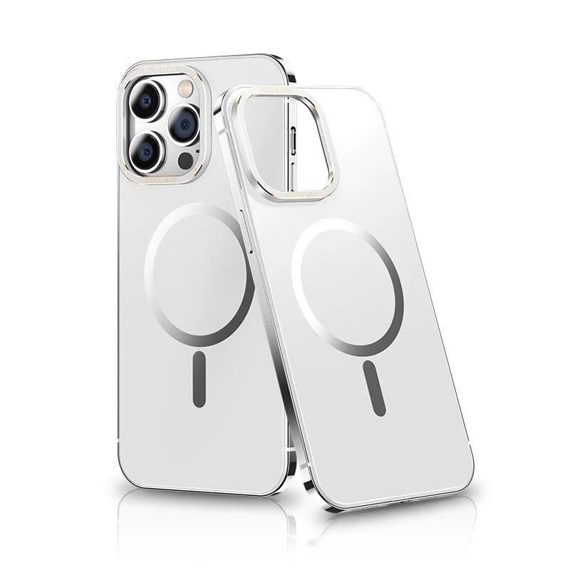 GENERICO - Carcasa Con Magsafe Para iPhone Con Borde Metalico 15pro blanco