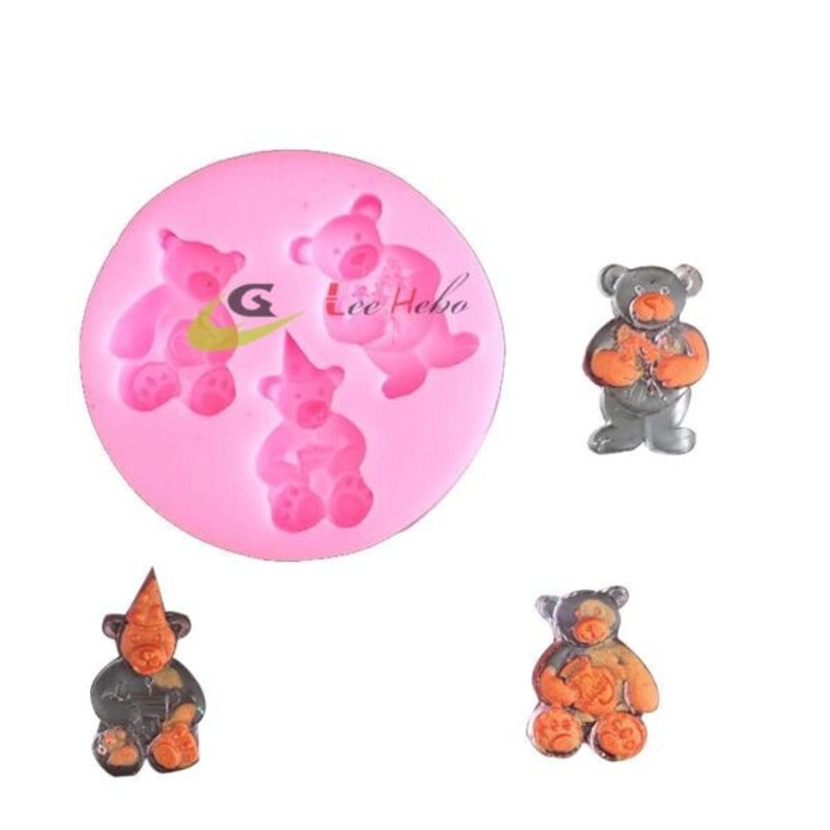 GENERICO - Molde Para Fondant Silicona Forma Osos 3 Divisiones.