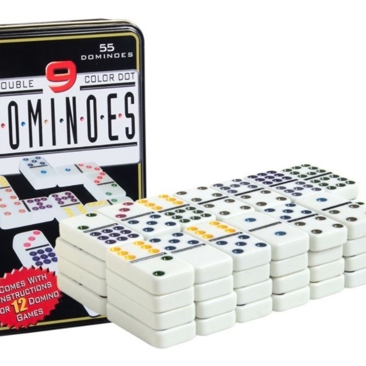 GENERICO - Juego De Domino Doble Chancho 9 Caja Metálica 55 Piezas