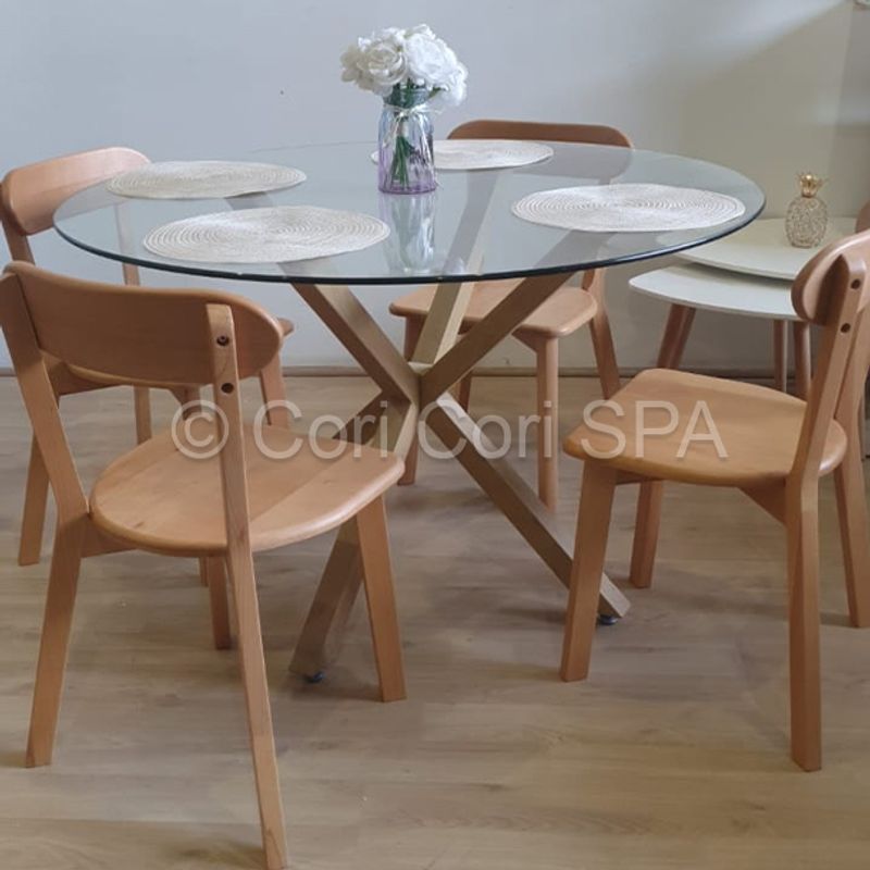 CORI CORI - Comedor Warwick 100cm + 4 Sillas Fresno Madera