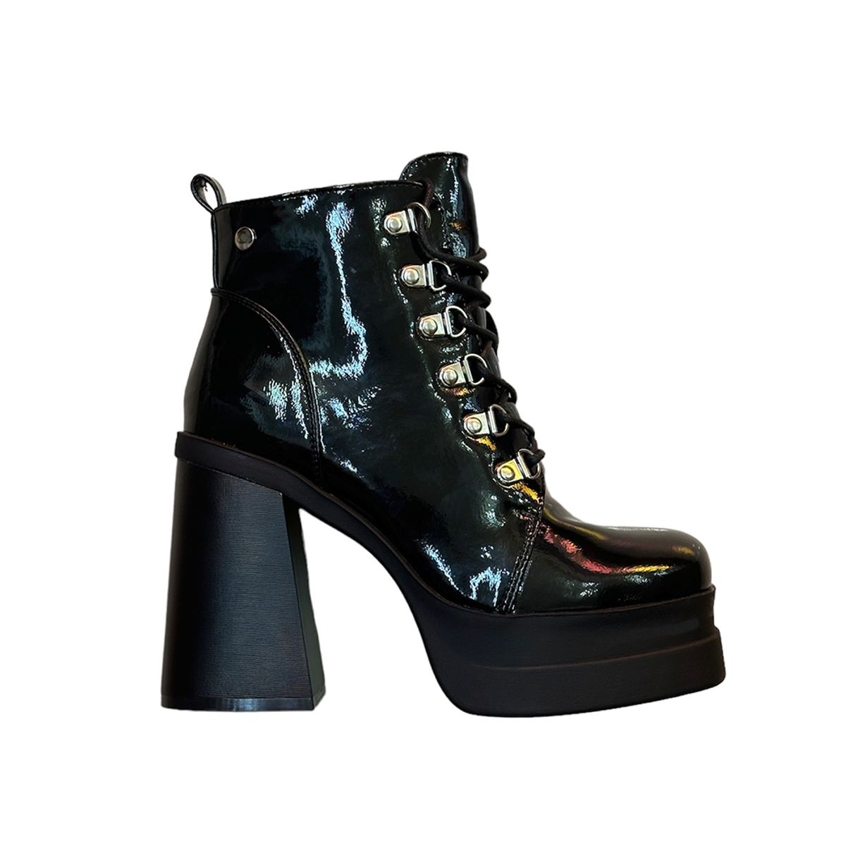 HTL - Botin de Mujer charol Negro Plataforma Z-8