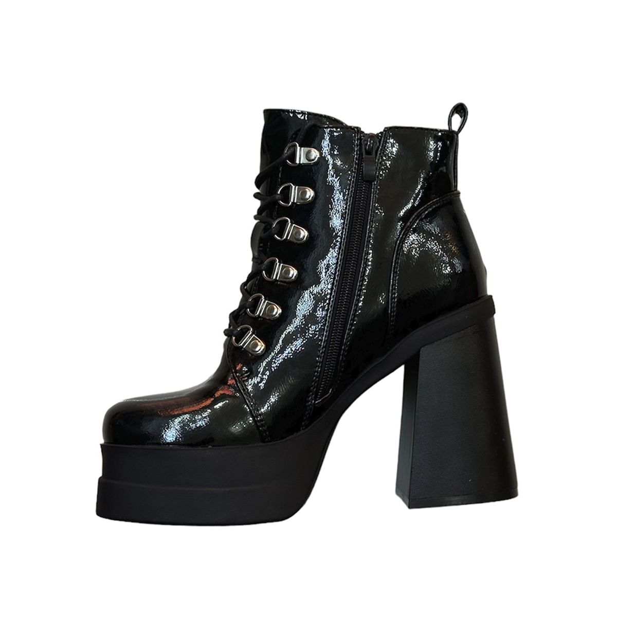 HTL - Botin de Mujer charol Negro Plataforma Z-8