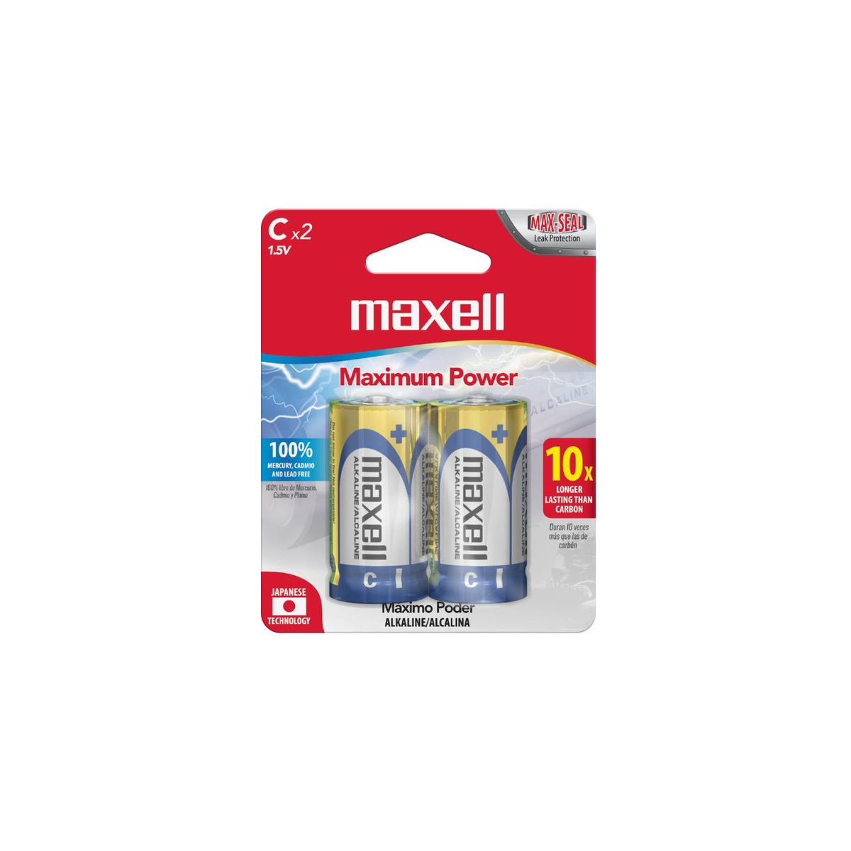 MAXELL - PACK 2 PILAS ALCALINAS TIPO C MAXELL