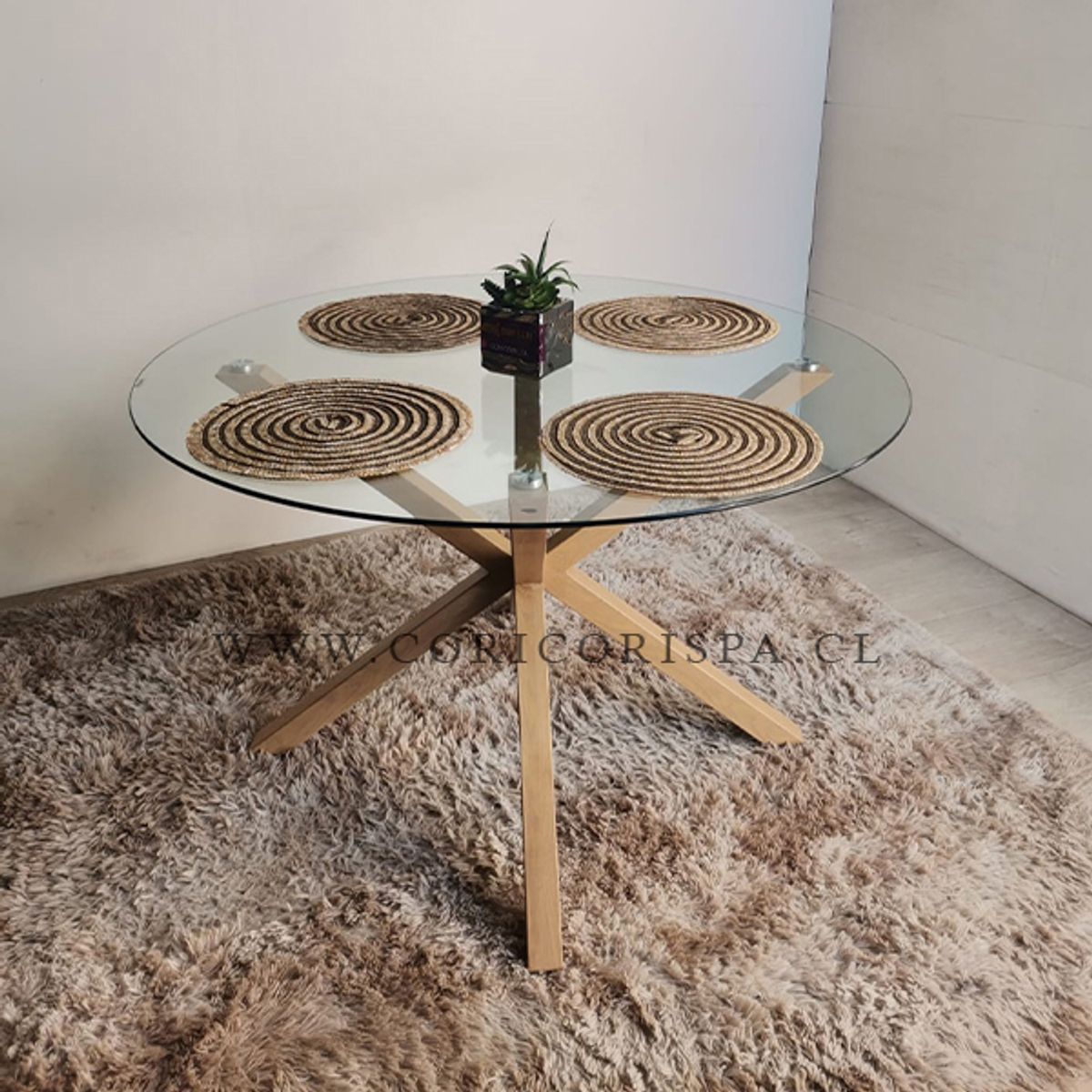 CORI CORI - Juego de Comedor Warwick 100cm  + 4 Sillas Tulip Rosa