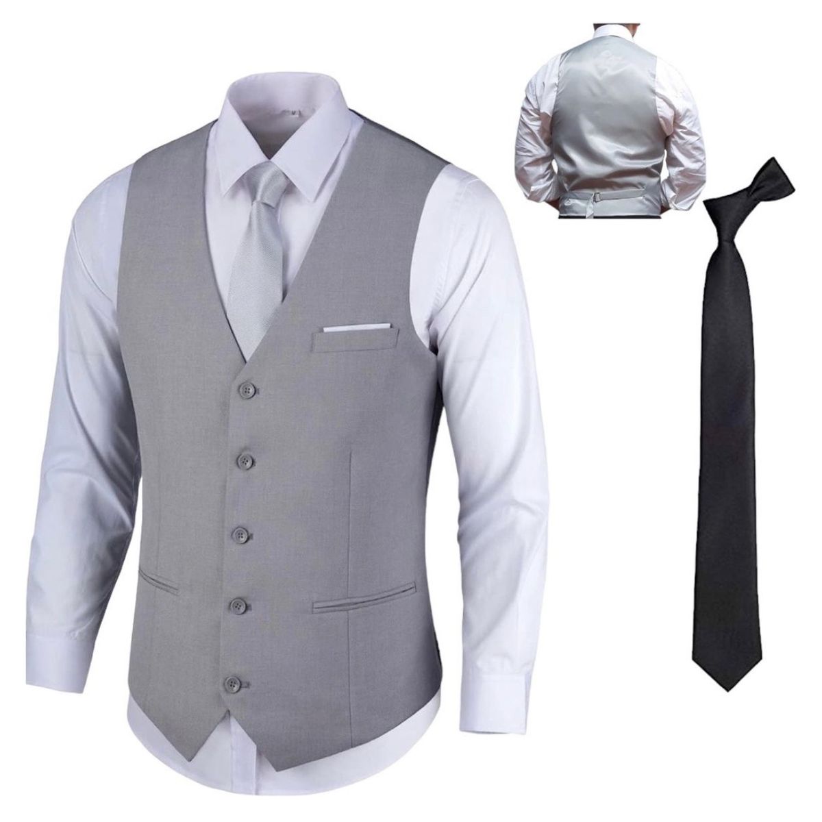 GENERICO - Set de 3 piezas Gillette de vestir , Corbata lisa, camisa blanca