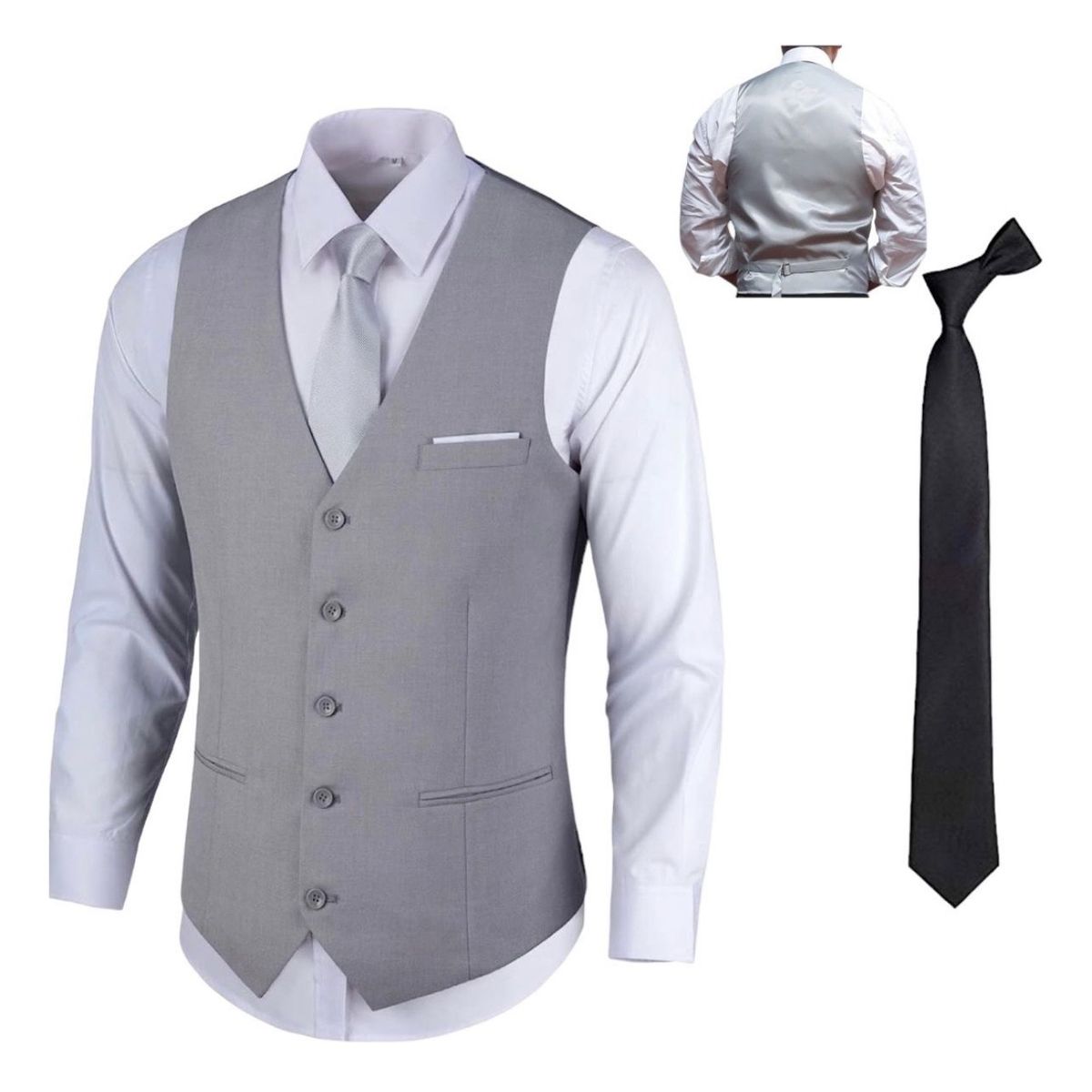 GENERICO - Set de 3 piezas Gillette de vestir , Corbata lisa, camisa blanca