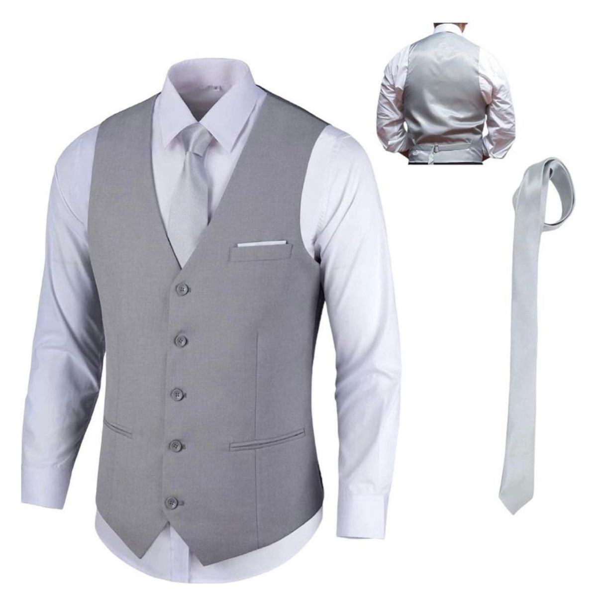 GENERICO - Set de 3 piezas Gillette de vestir , Corbata lisa, camisa blanca