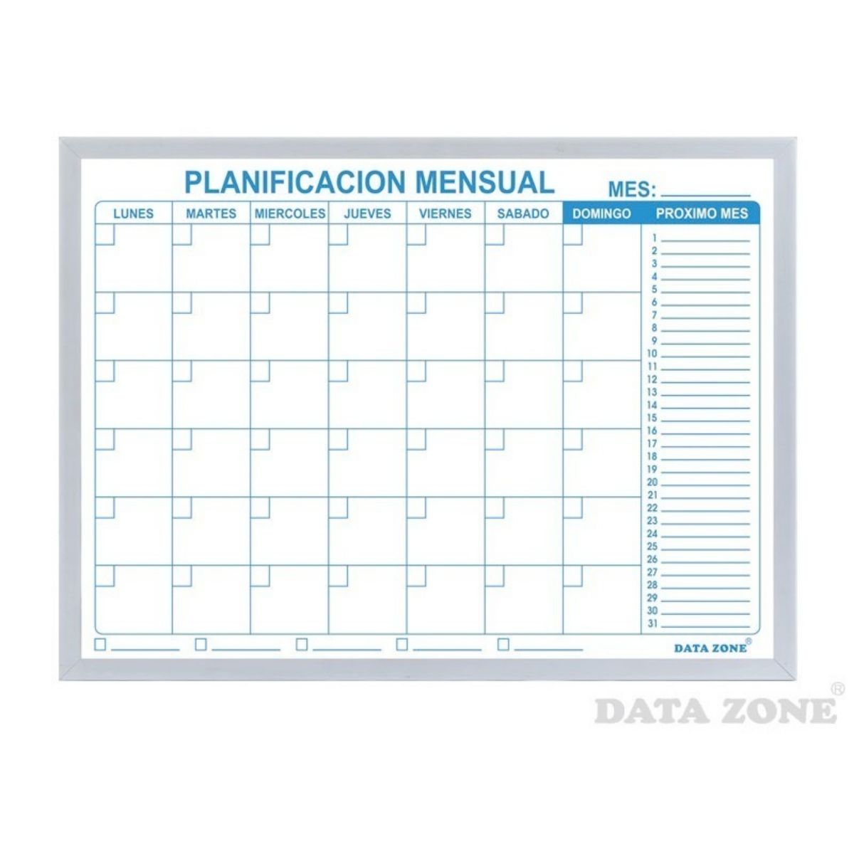 DATA ZONE - Planificador Mensual Magnético con Borde Liso