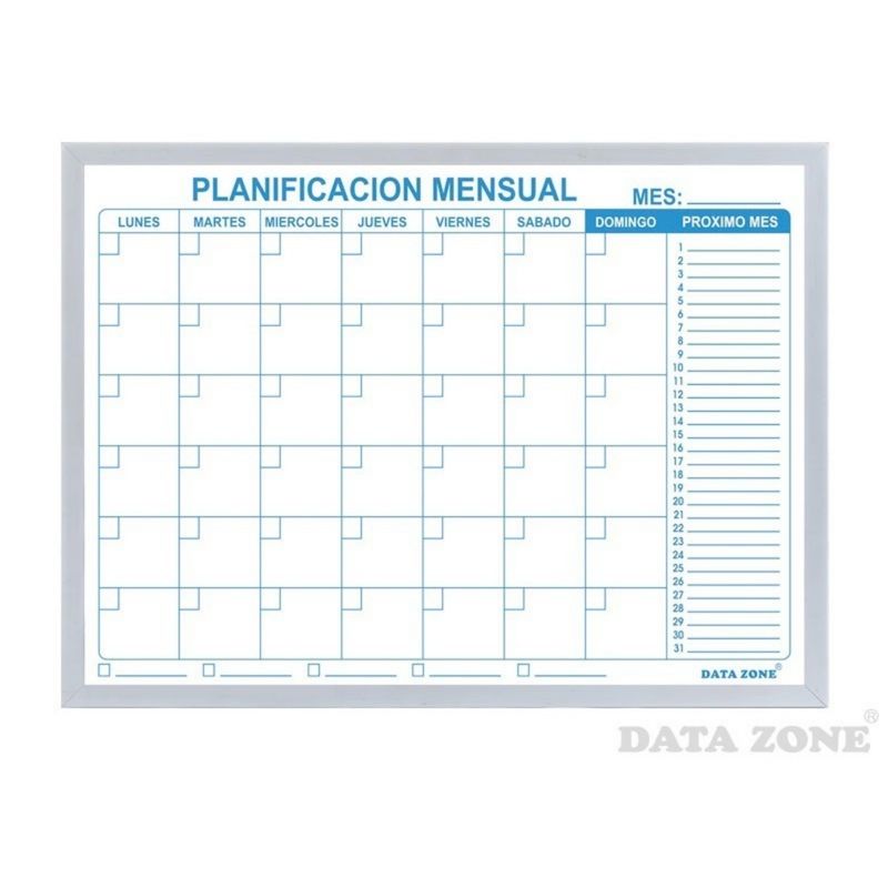 DATA ZONE - Planificador Mensual Magnético con Borde Liso