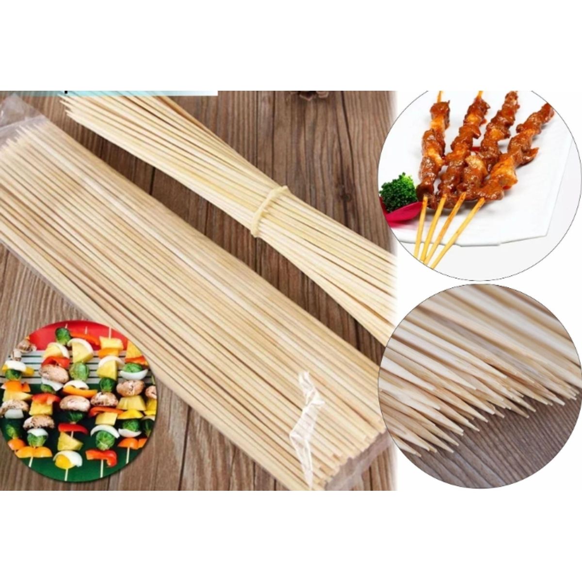 GENERICO - Palos De Anticuchos Bamboo 50 Pcs Brochetas