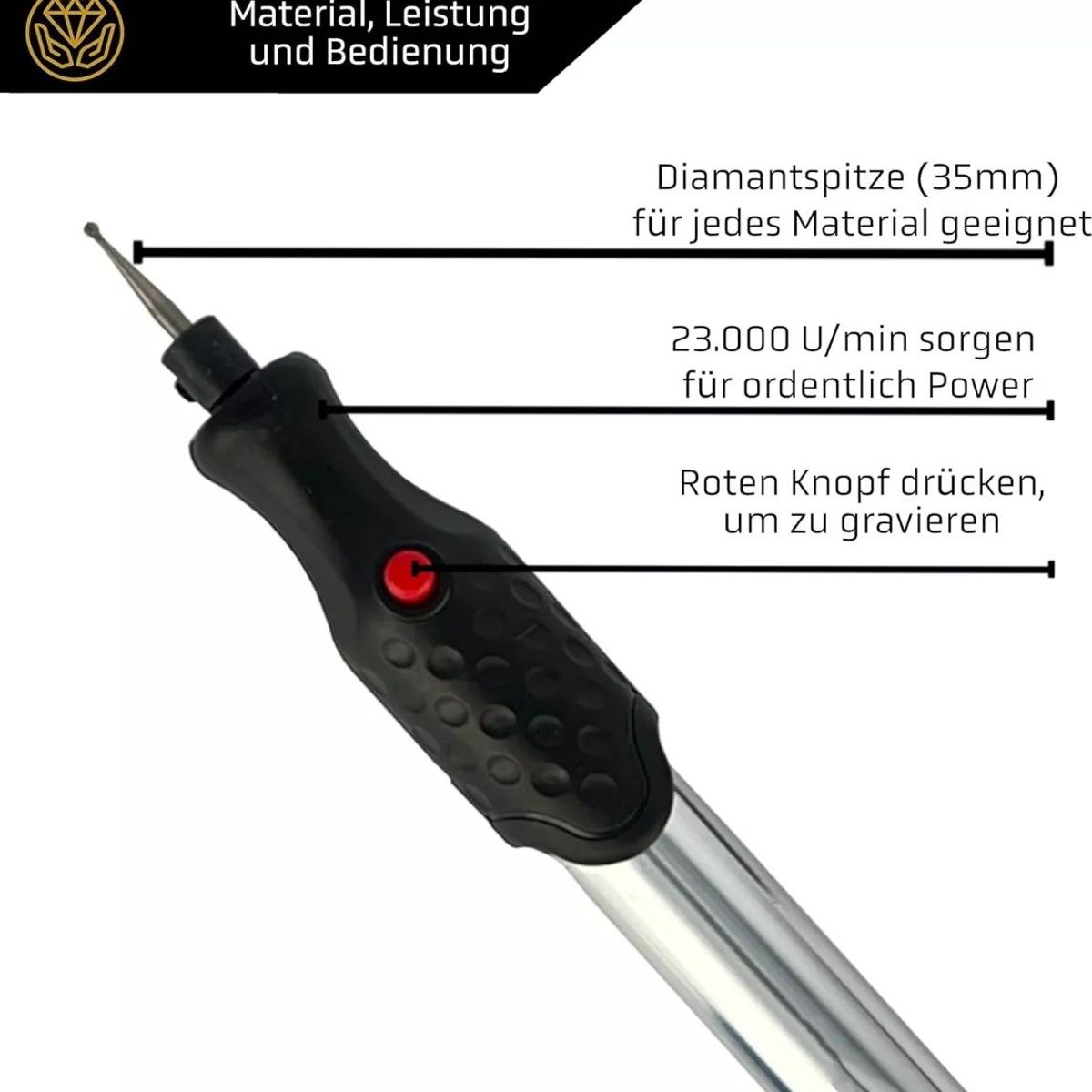KUANGYE - Lápiz Grabador  Respuesto Fino A Pila Grabado Vidrio Metal