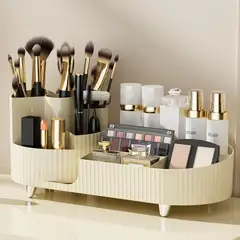 PAGANOOM - Caja de almacenamiento de maquillaje giratoria de gran capacidad - Blanco