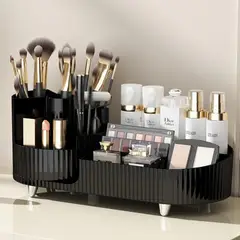 PAGANOOM - Caja de almacenamiento de maquillaje giratoria de gran capacidad - Negro