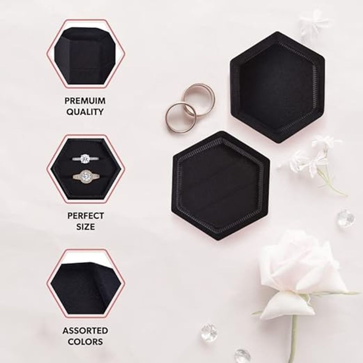 PAGANOOM - Elegante y bonita caja para anillos de boda con