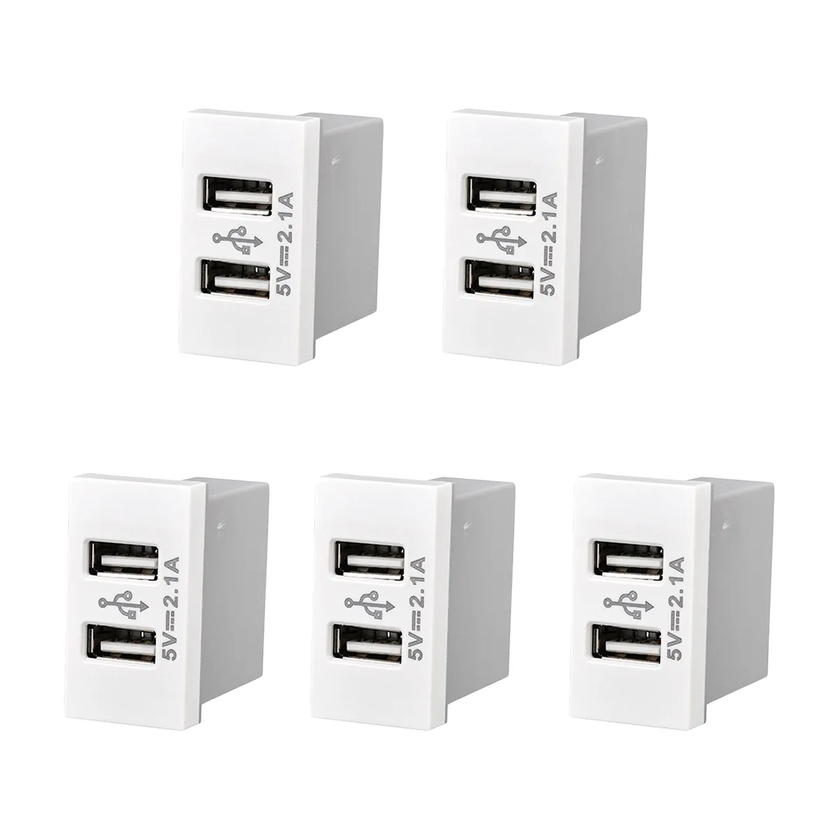 GENERICO - Pack 5 Modulo Para UBS 5V 2.1A Blanco