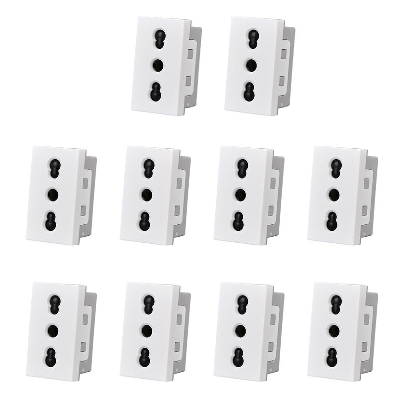 GENERICO - Pack 10 Modulo Tomacorriente 10/16A 250V Blanco