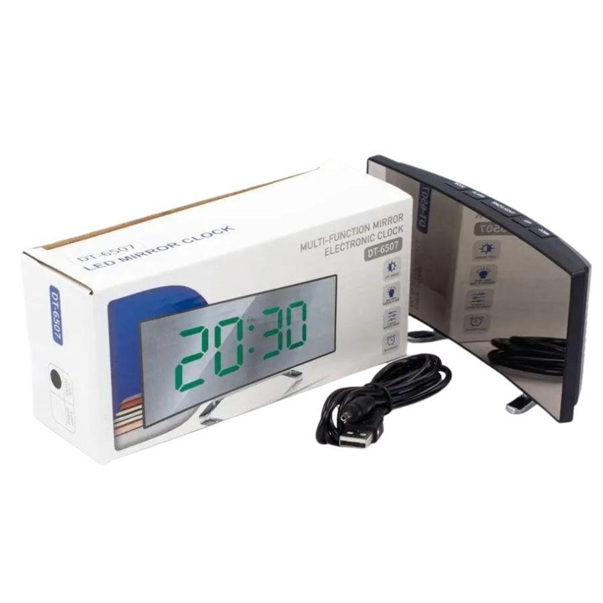 GENERICO - Reloj Led De Escritorio Pantalla Curva Con Espejo Luz Led