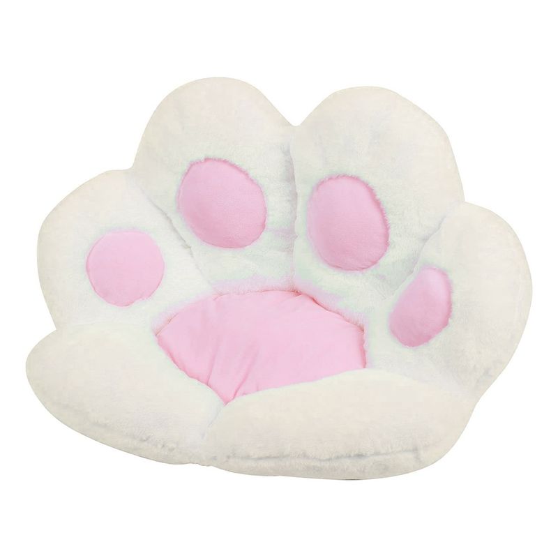 GENERICO - Cojín De Asiento Felpa Forma De Pata Kawaii Silla Mascota Blanco2