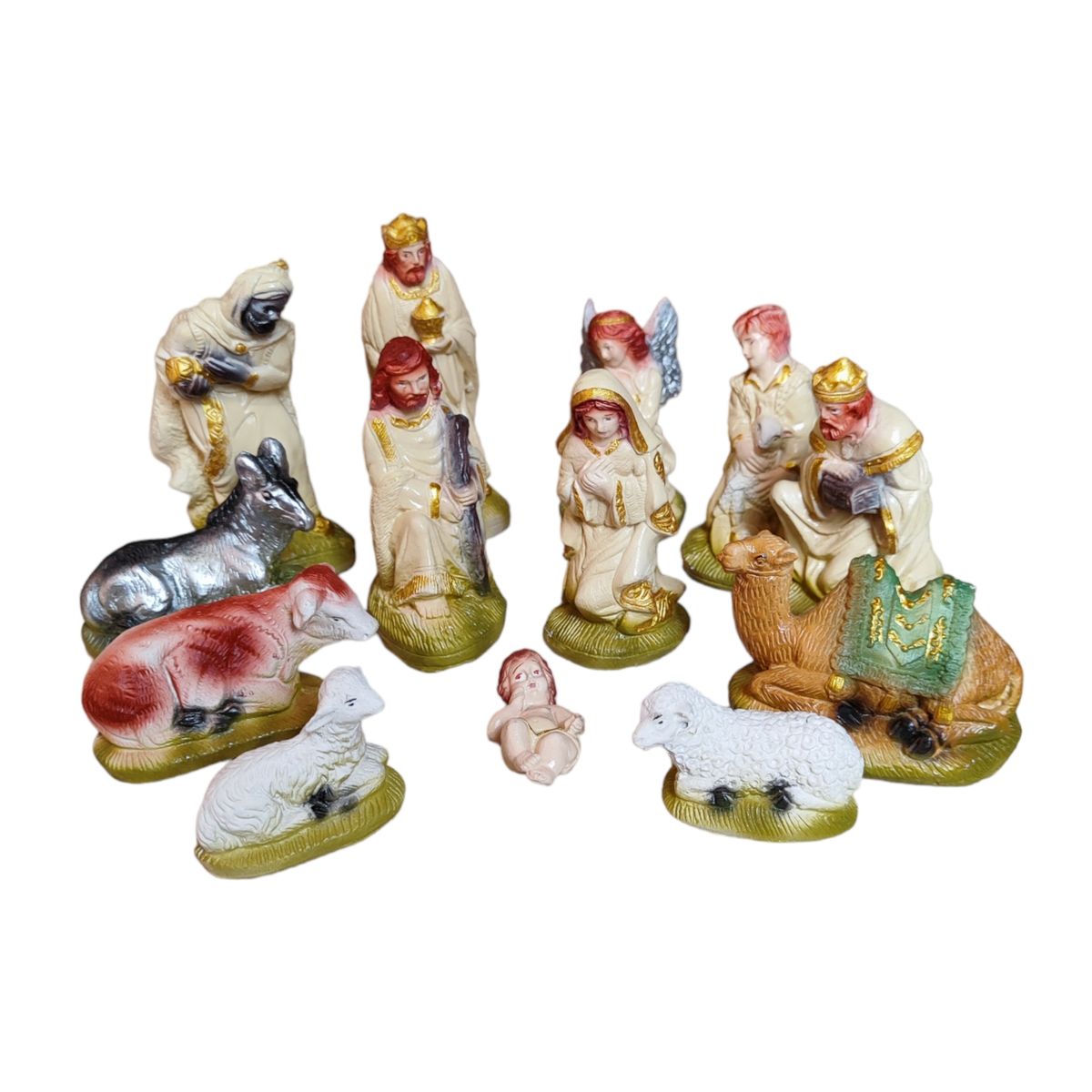 GENERICO - Pesebre 13 piezas 15 cm Crema, Nacimiento Adorno Navidad