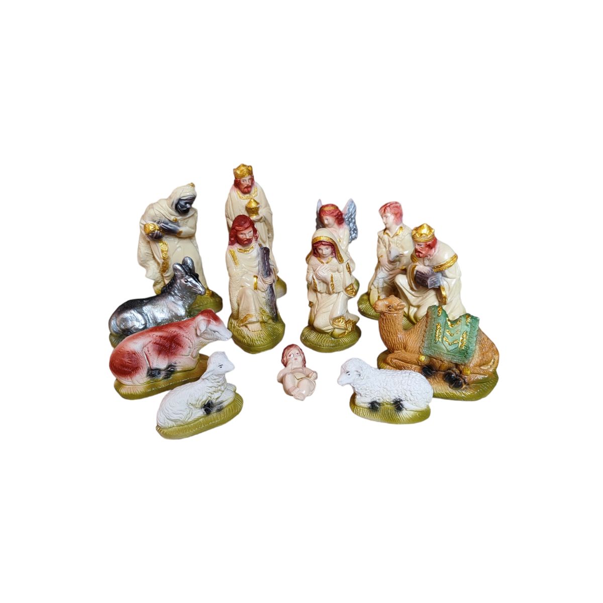 GENERICO - Pesebre 13 piezas 15 cm Crema, Nacimiento Adorno Navidad