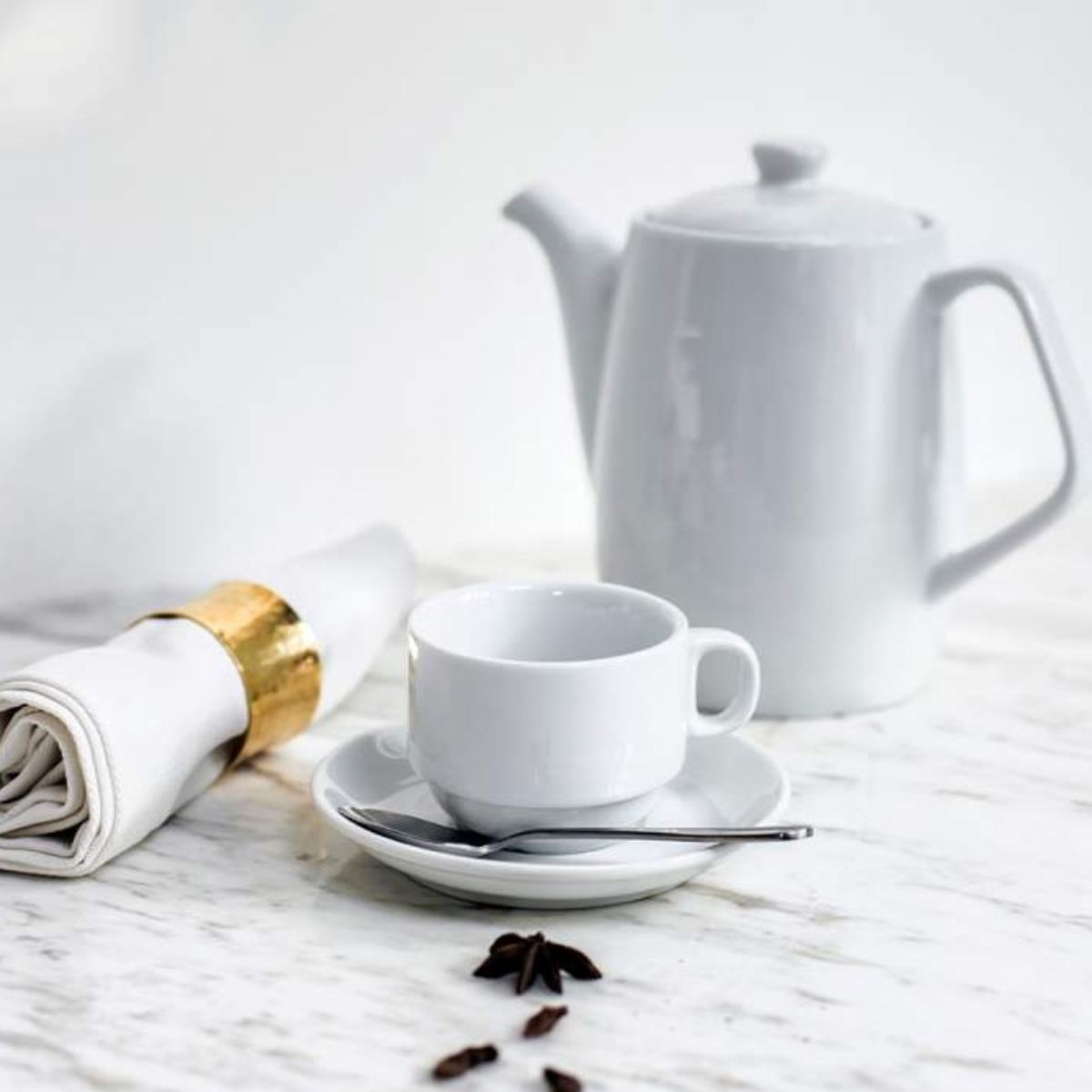 OEM - Taza té apilable de porcelana 200 cc blanco wellington