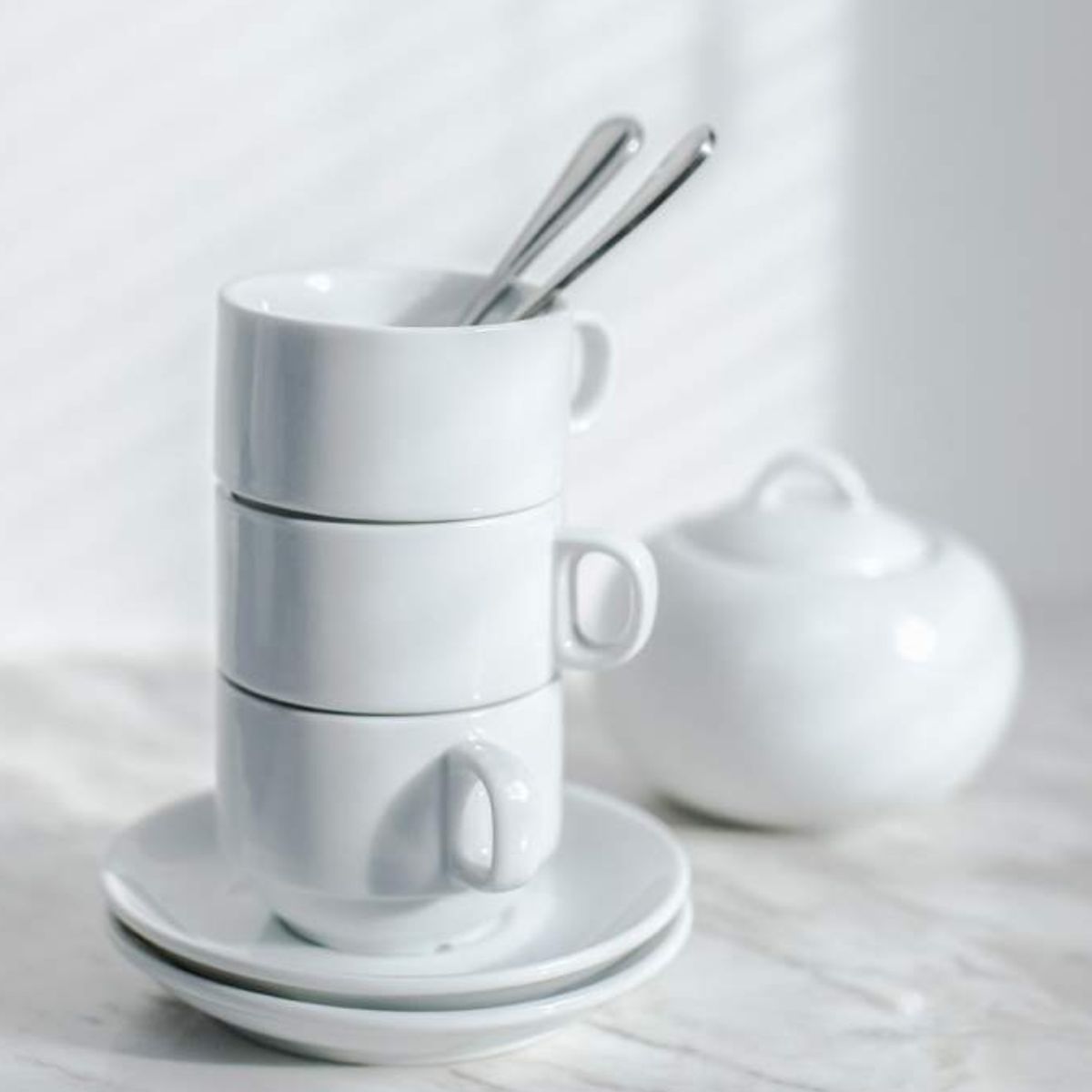OEM - Taza café apilable de porcelana 100 cc blanco wellington
