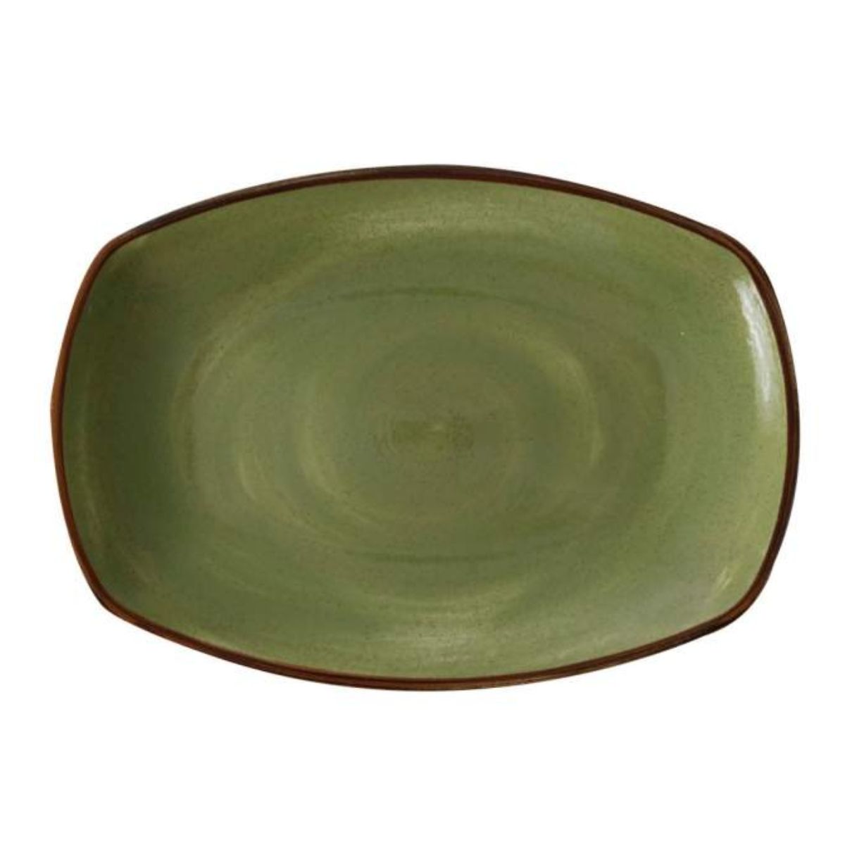 CORONA - Bandeja de porcelana 36x25 cm verde Artisan