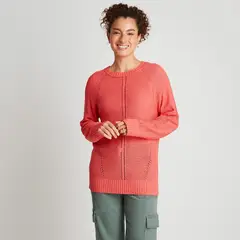 CURVI - Sweater Calado Coral Mujer