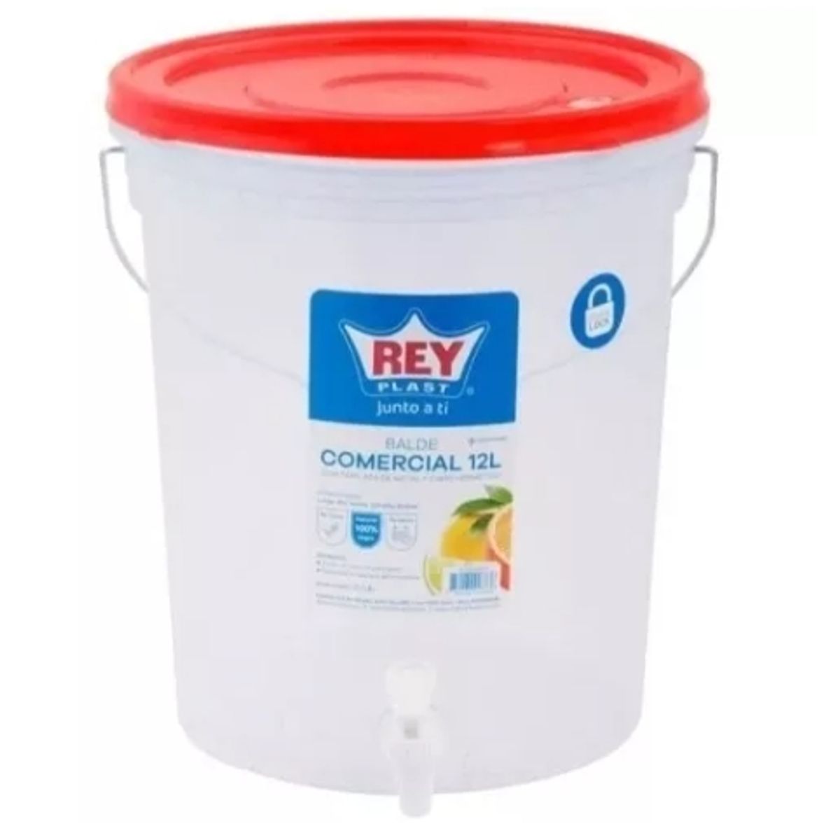 REYPLAST - Balde 12 Litros Contenedor Liquido Con Dispensador - Rojo