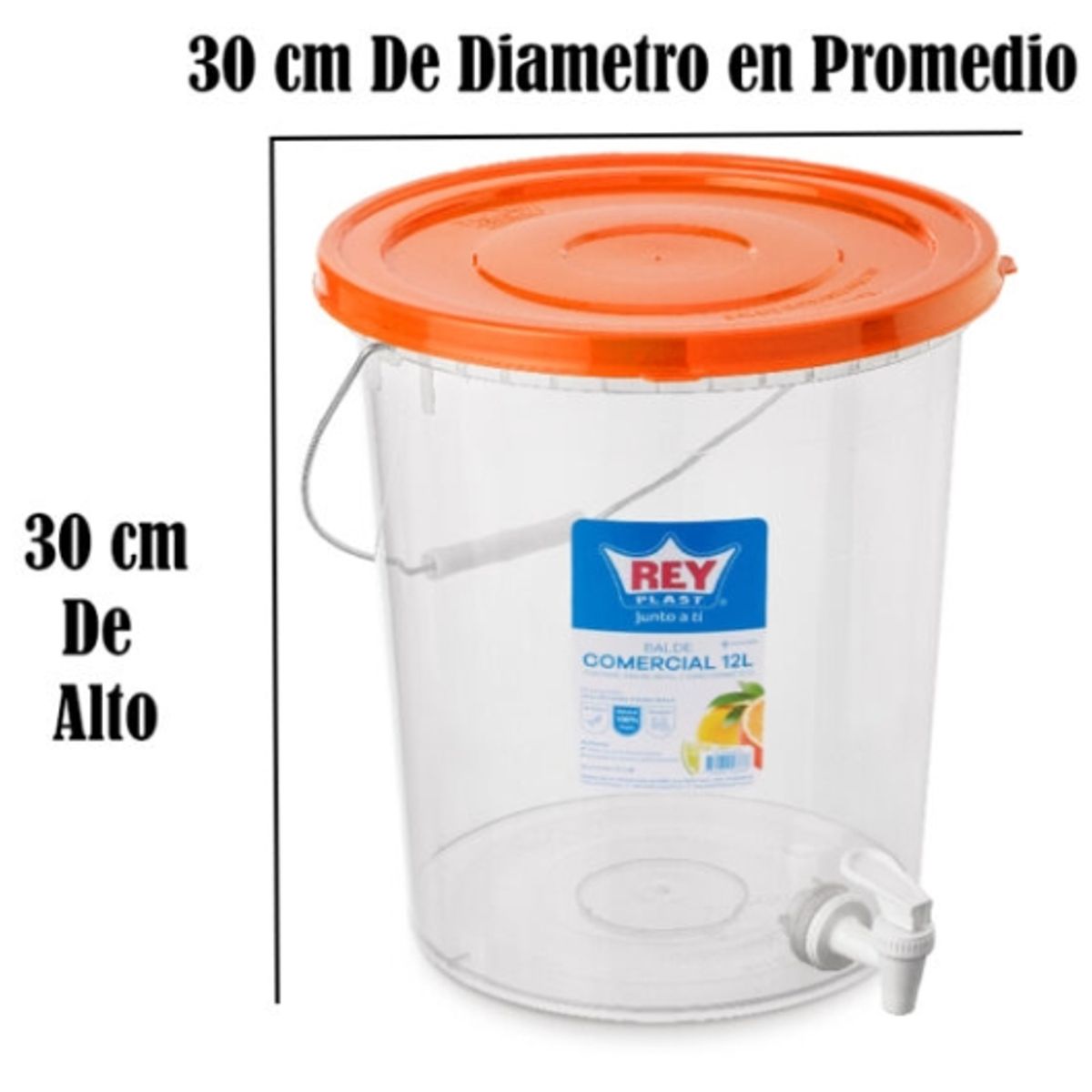 REYPLAST - Balde 12 Litros Contenedor Liquido Con Dispensador - Rojo