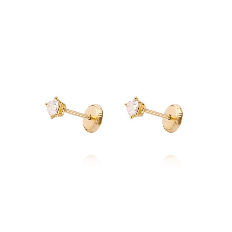 JB JOYAS BARON - Aros de Oro 9KT Corazón Circonita Mediana 3 Grifas