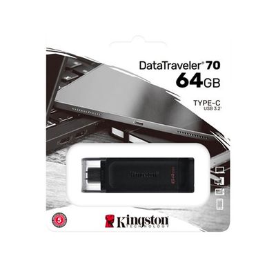 Imagen 2 del producto Pendrive DataTraveler 70 USB 64 GB USB Tipo C 3.2 Gen 1 Negro