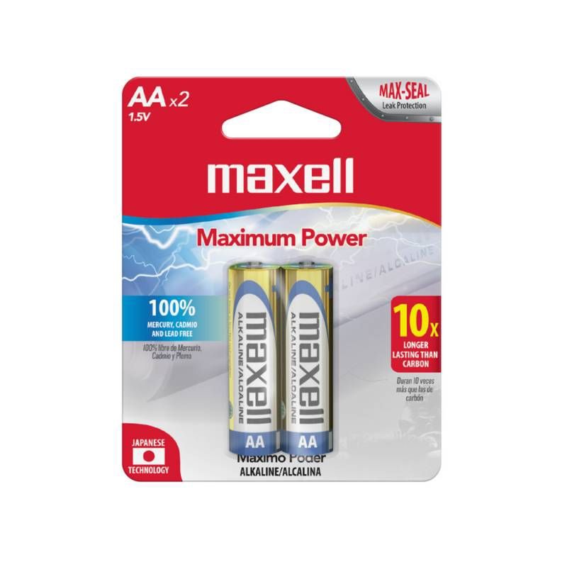 MAXELL - PILAS ALCALINAS MAXELL TAMAÑO AA 2 UNIDADES