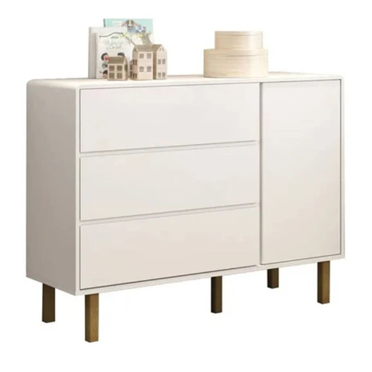 KIDSCOOL - COMODA BLANCA OLIVIA 3 CAJONES Y PUERTA