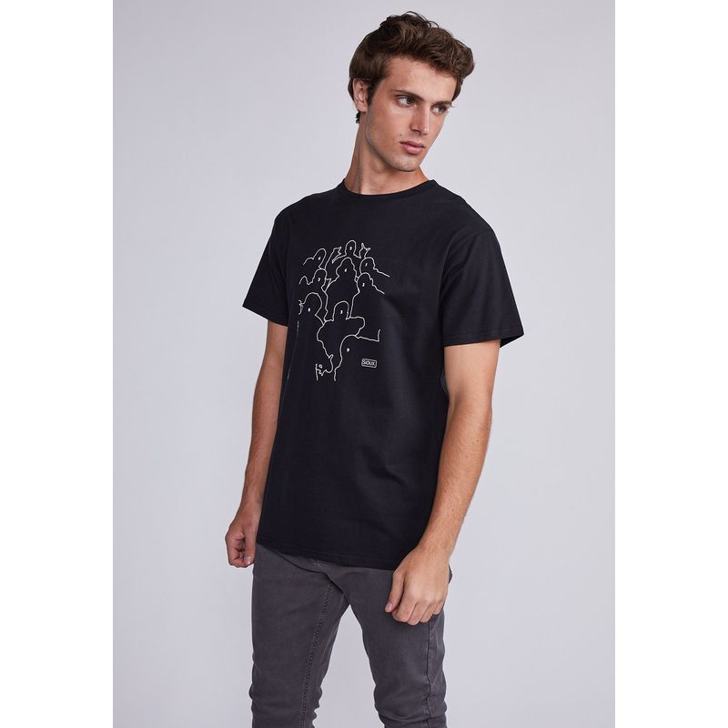 SIOUX - Polera Hombre Negro Siluetas Raperos Sioux