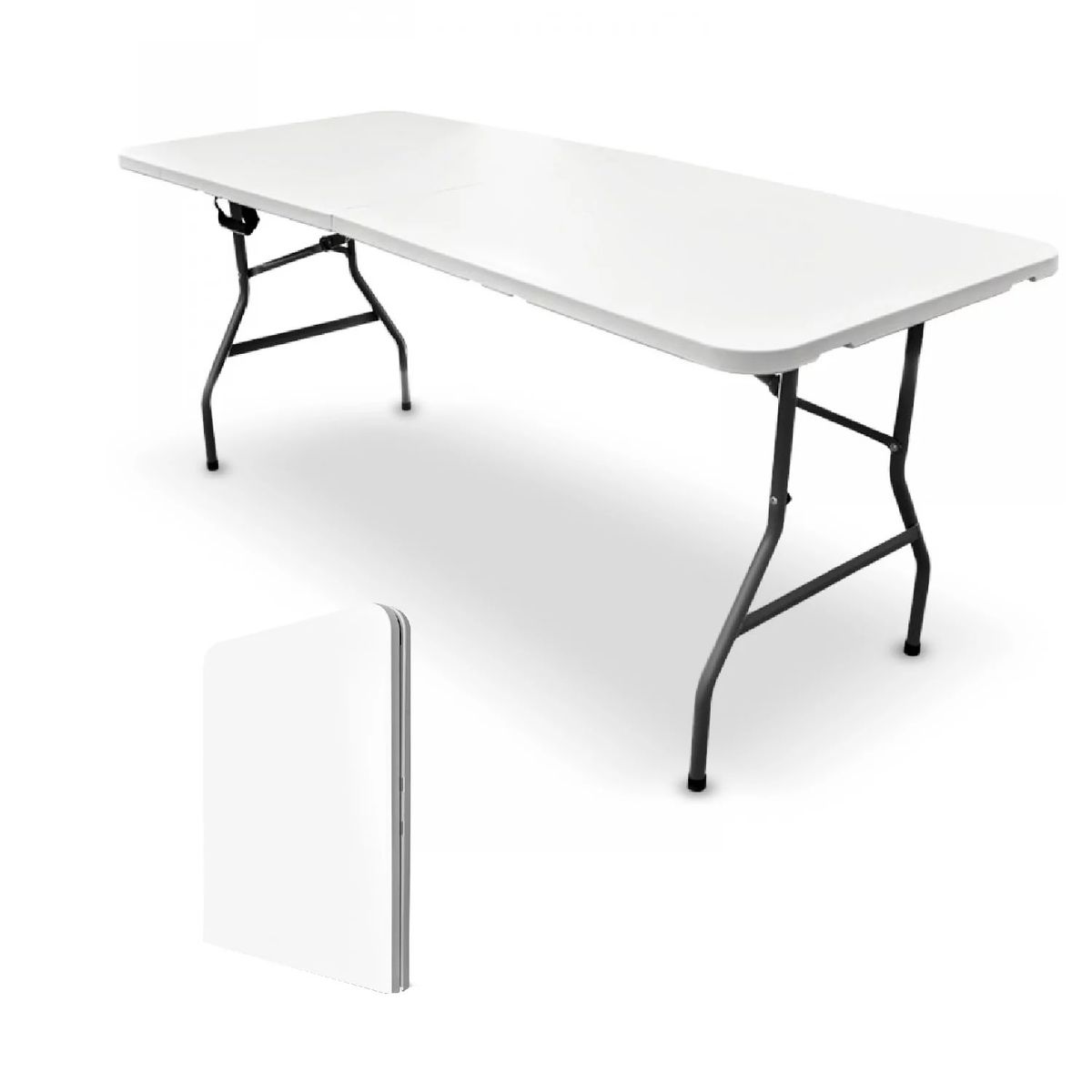 GENERICO - Mesa Plegable Tipo Maleta 180cm Arma Fácil Blanca