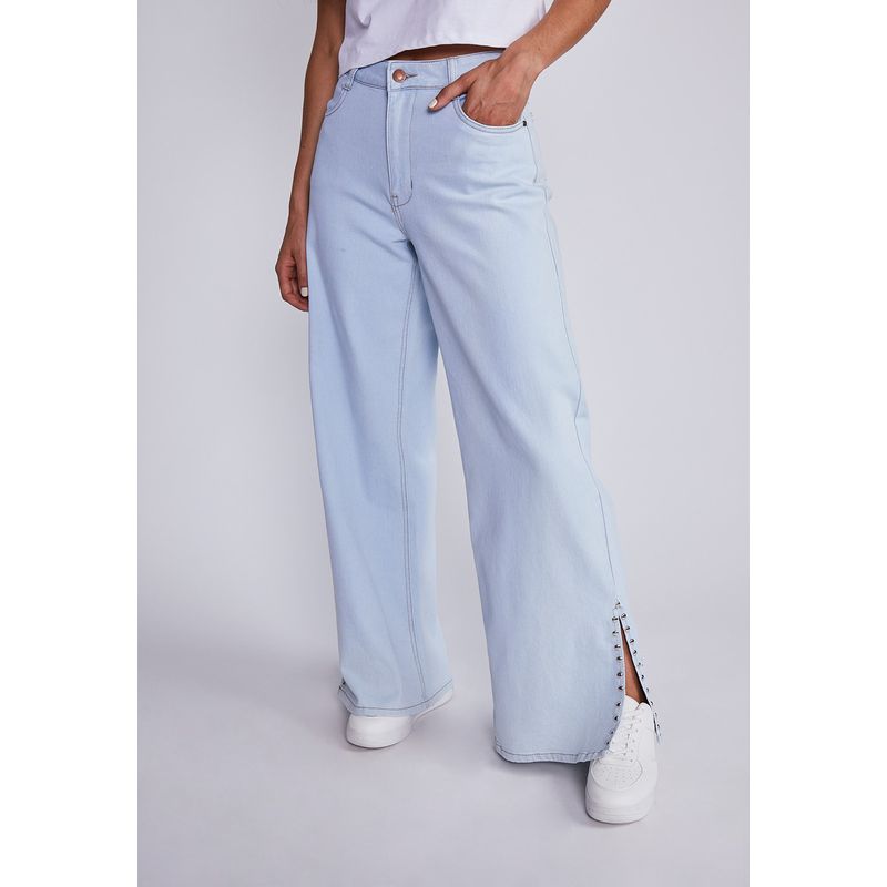 SIOUX - Jeans Mujer Azul Wide Leg Tachas Costado Sioux
