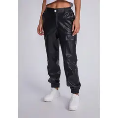SIOUX - Pantalón Mujer Negro Jogger Eco Cuero