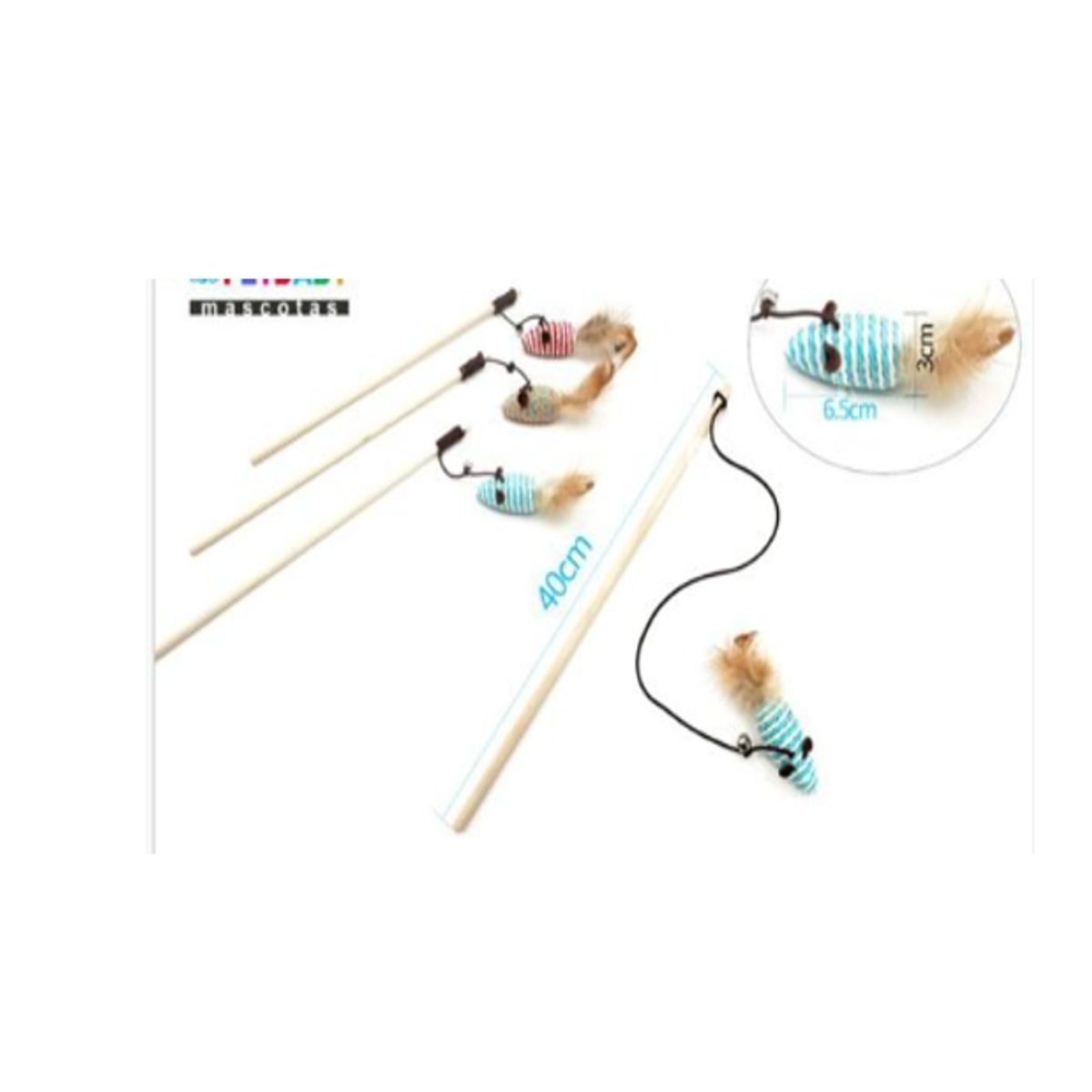 GENERICO - Juguete Gato Mimo Varilla 40cm Colores Surtidos