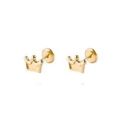 JB JOYAS BARON - Aros de Oro 9kt Corona Real