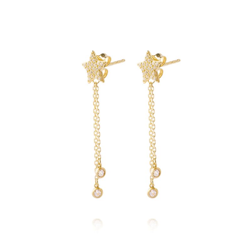 JB JOYAS BARON - Aros de Oro 18kt Modelo Estrella Colgante